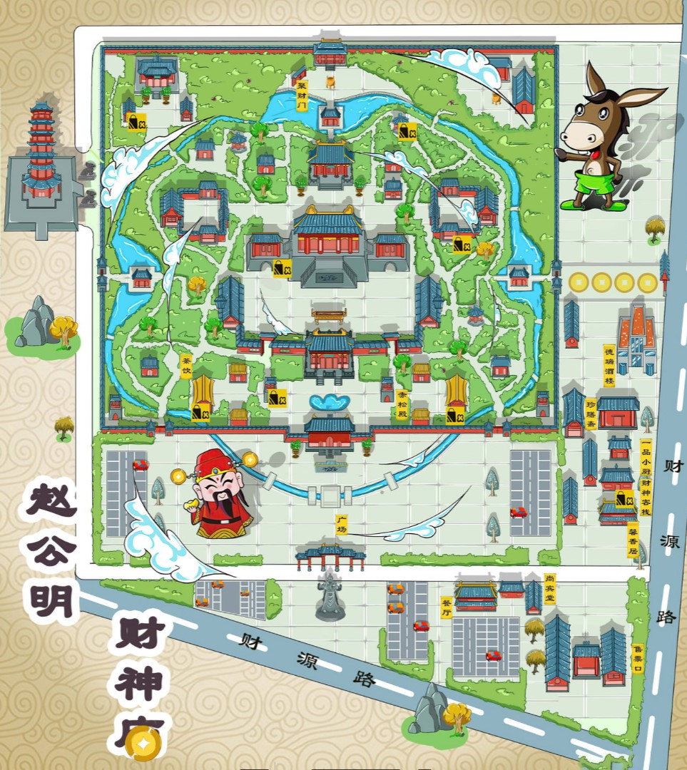 雷山寺庙类手绘地图